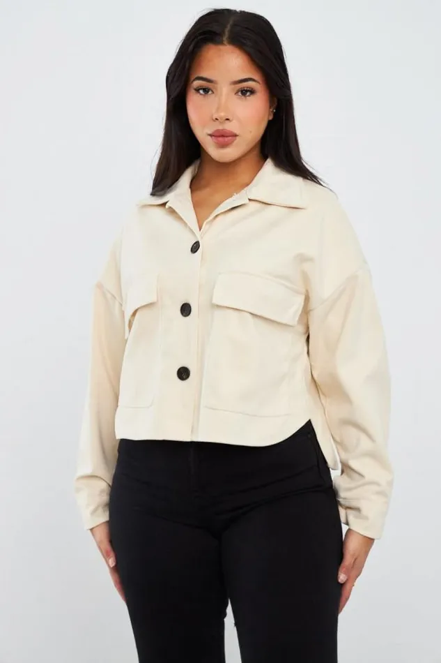 Women Veste Courte Beige En Sudine Beige Brentiny Paris Jackets