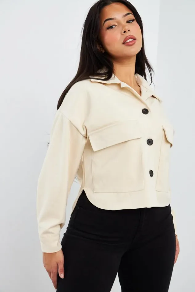 Women Veste Courte Beige En Sudine Beige Brentiny Paris Jackets