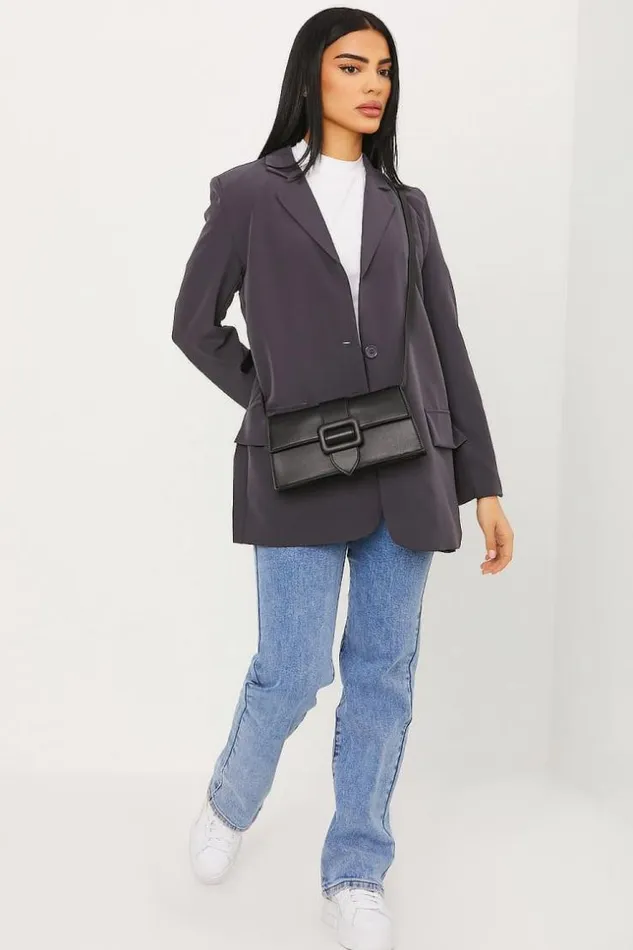 Women Veste De Blazer Grise Fonc Grey Brentiny Paris Jackets