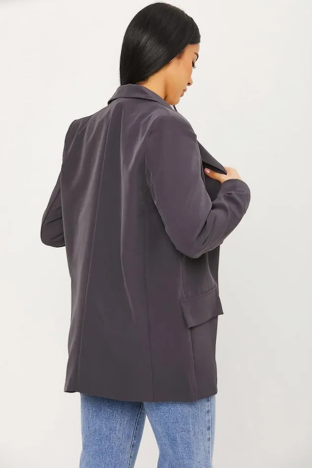 Women Veste De Blazer Grise Fonc Grey Brentiny Paris Jackets