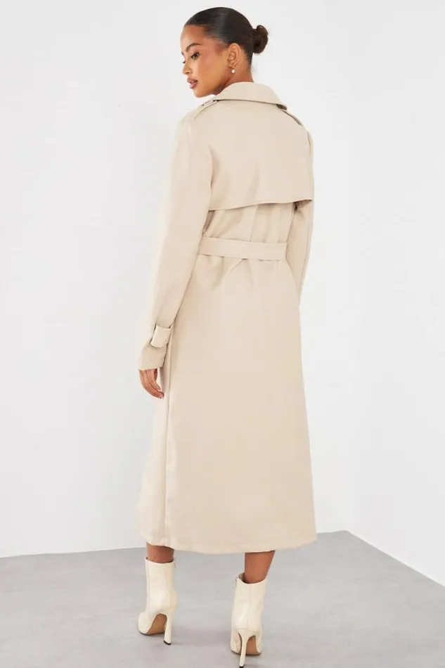 Women Veste En Simili Cuir Beige Ceinture Beige Brentiny Paris Jackets