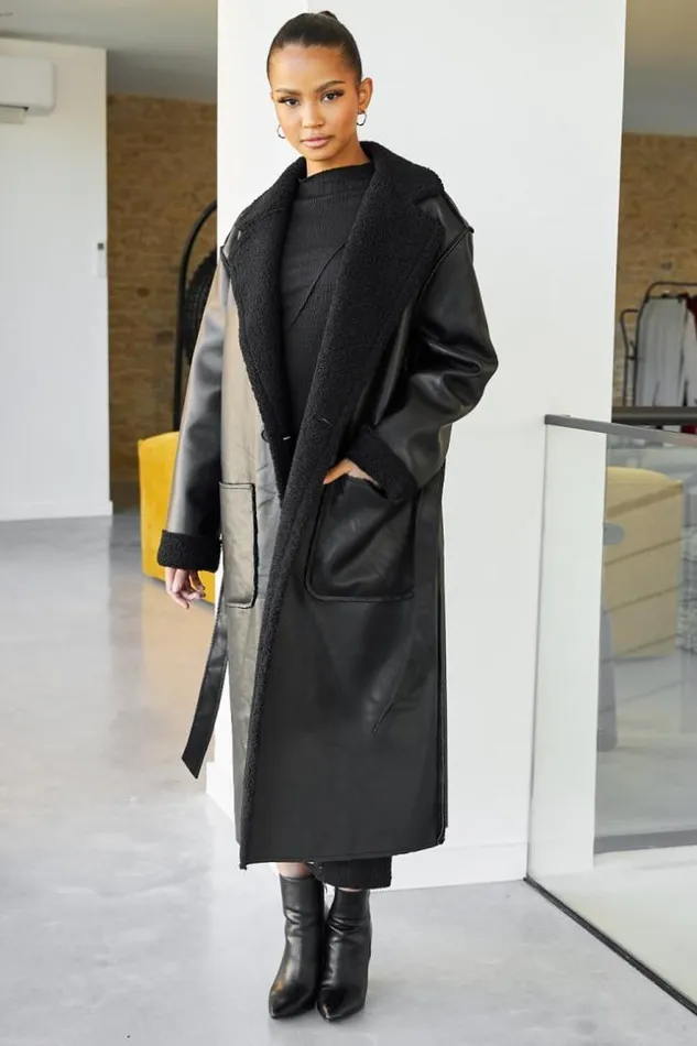 Women Veste Longue Aviateur Noire Peau De Mouton Ceinture Black Brentiny Paris White Tops Women Veste Longue Aviateur Noire Peau De Mouton Ceinture Black Brentiny Paris White Tops