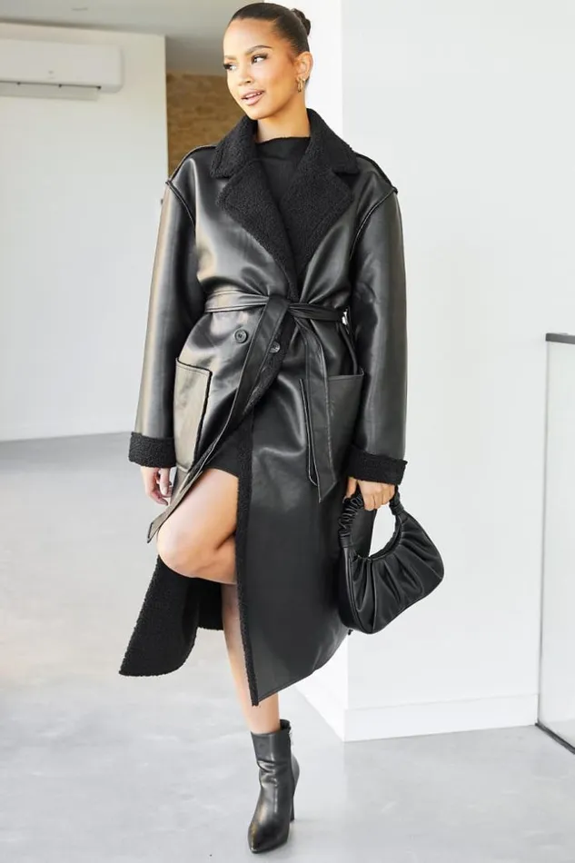 Women Veste Longue Aviateur Noire Peau De Mouton Ceinture Black Brentiny Paris White Tops Women Veste Longue Aviateur Noire Peau De Mouton Ceinture Black Brentiny Paris White Tops