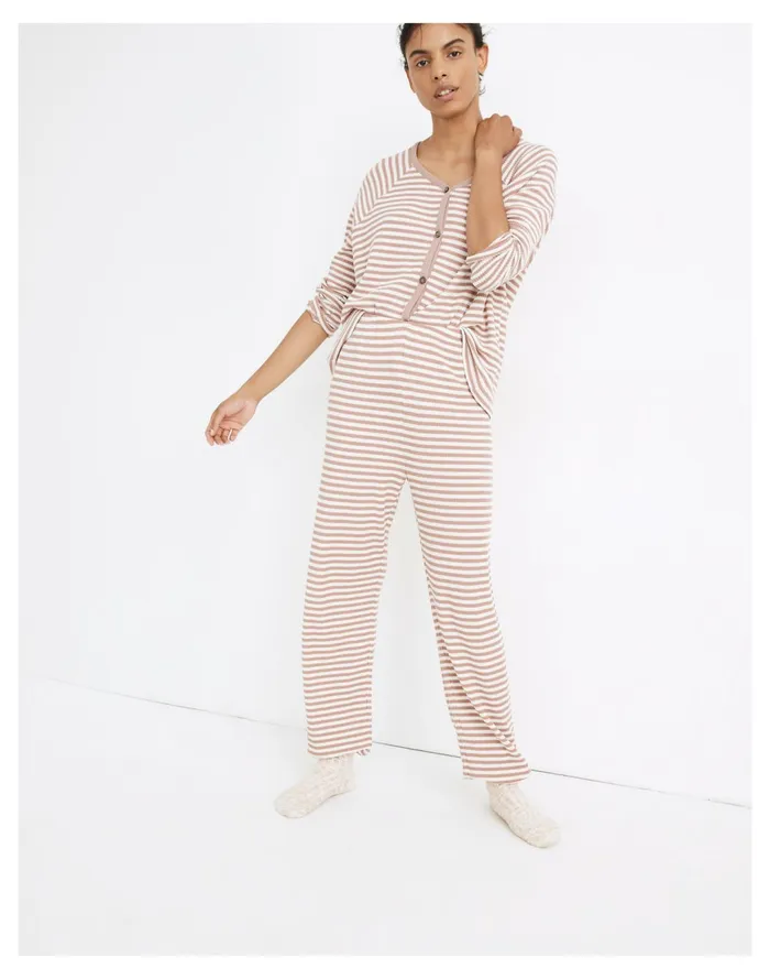 Women Waffle Knit Pajama Sweatpants In Lorain Stripe Sleeper Stripe Madewell Pajamas