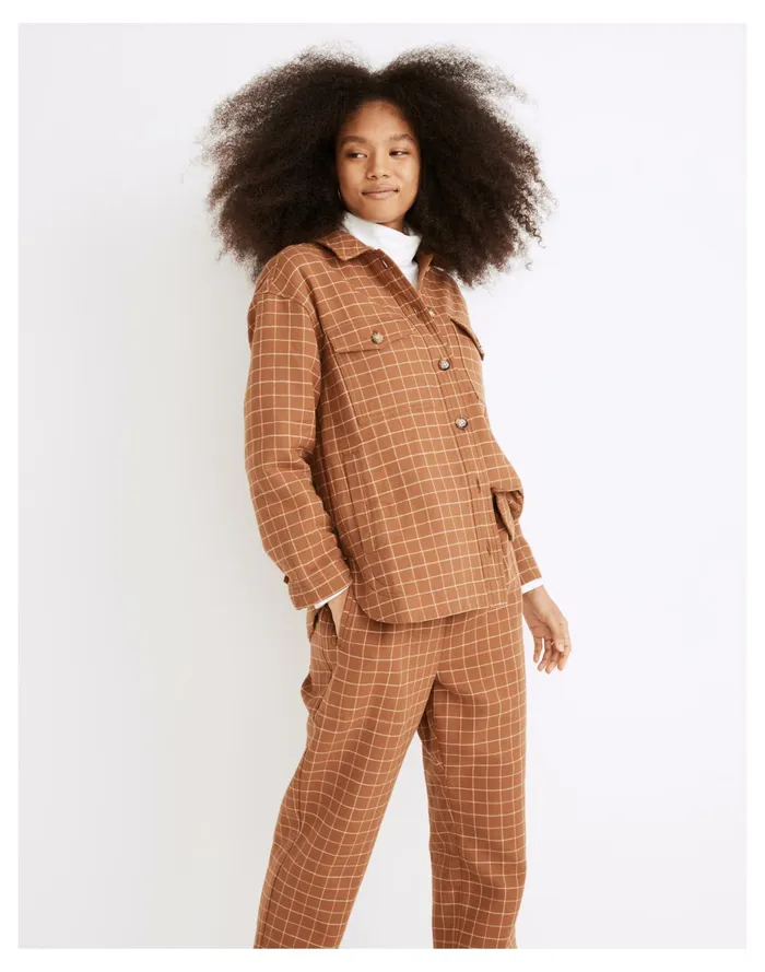 Women Waffleback Branner Shirt Jacket In Windowpane Warm Hickory Madewell Jackets Women Waffleback Branner Shirt Jacket In Windowpane Warm Hickory Madewell Jackets