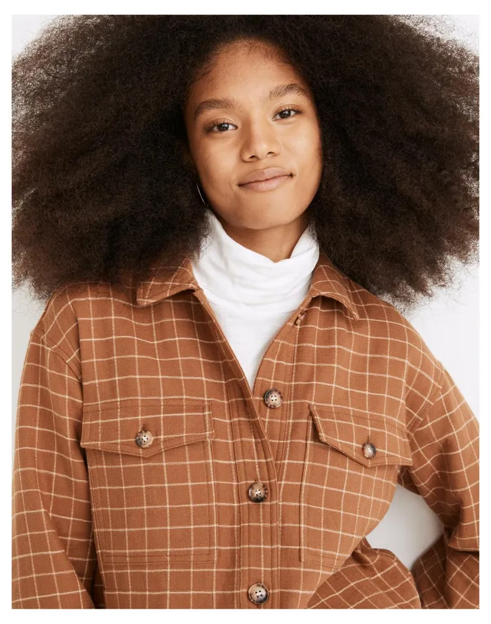 Women Waffleback Branner Shirt Jacket In Windowpane Warm Hickory Madewell Jackets Women Waffleback Branner Shirt Jacket In Windowpane Warm Hickory Madewell Jackets