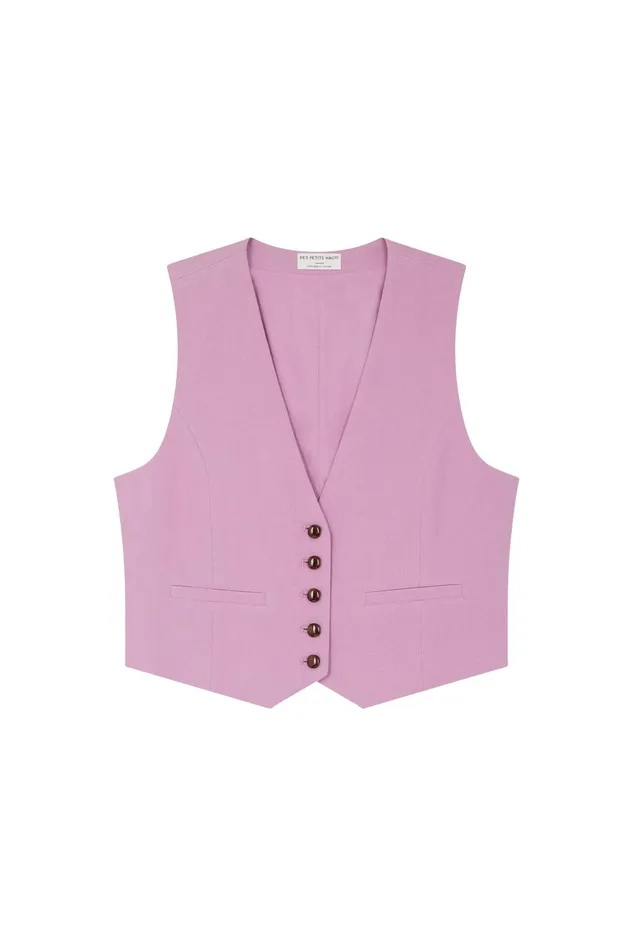 Women Waistcoat Ellion Blossom Veste Sans Manches Coton Rose Mauve Des Petits Hauts Suits