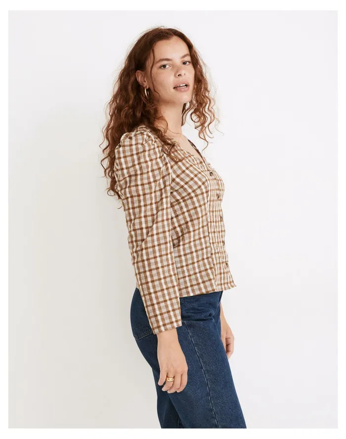Women Westover Top In Sandown Plaid Weathered Olive Madewell Tops and Shirts Women Westover Top In Sandown Plaid Weathered Olive Madewell Tops and Shirts