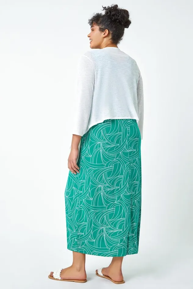 Women White Curve Tie Front Stretch Cropped Cardigan Roman Tops