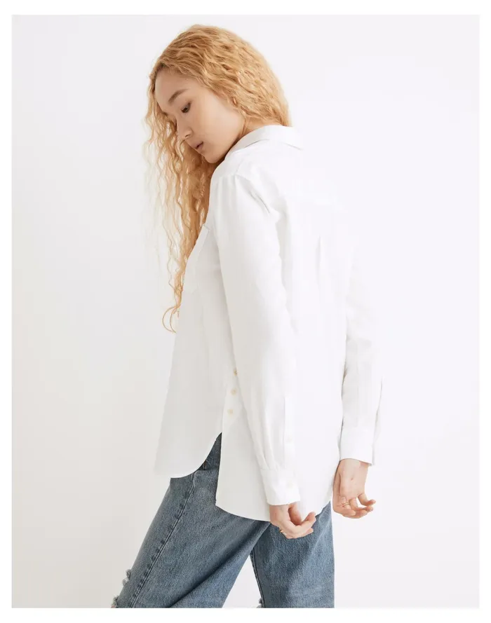 Women White Oversized Ex Boyfriend Shirt Eyelet White Madewell Tops and Shirts Women White Oversized Ex Boyfriend Shirt Eyelet White Madewell Tops and Shirts
