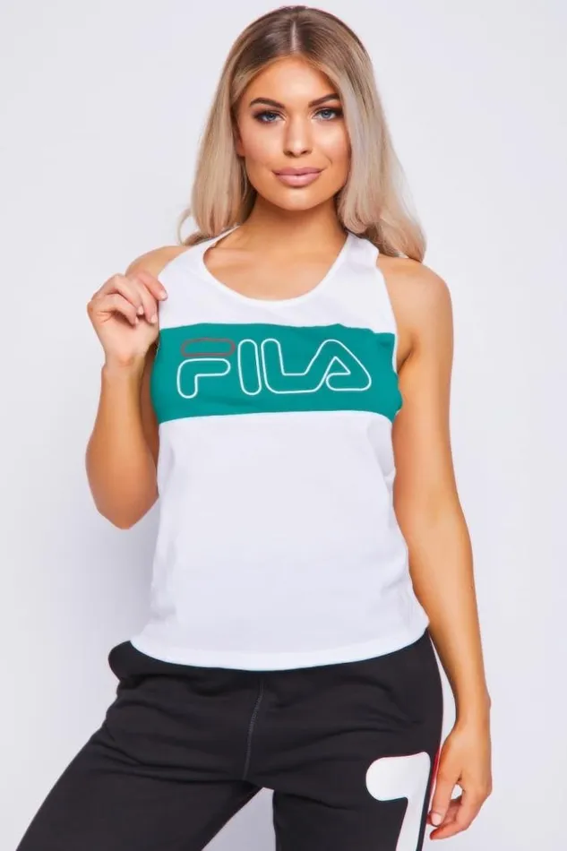 Women White Teresa Fila Tank Top White Brentiny Paris Top And Tank Tops