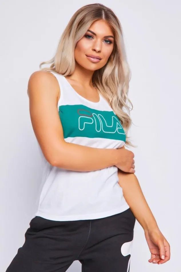 Women White Teresa Fila Tank Top White Brentiny Paris Top And Tank Tops