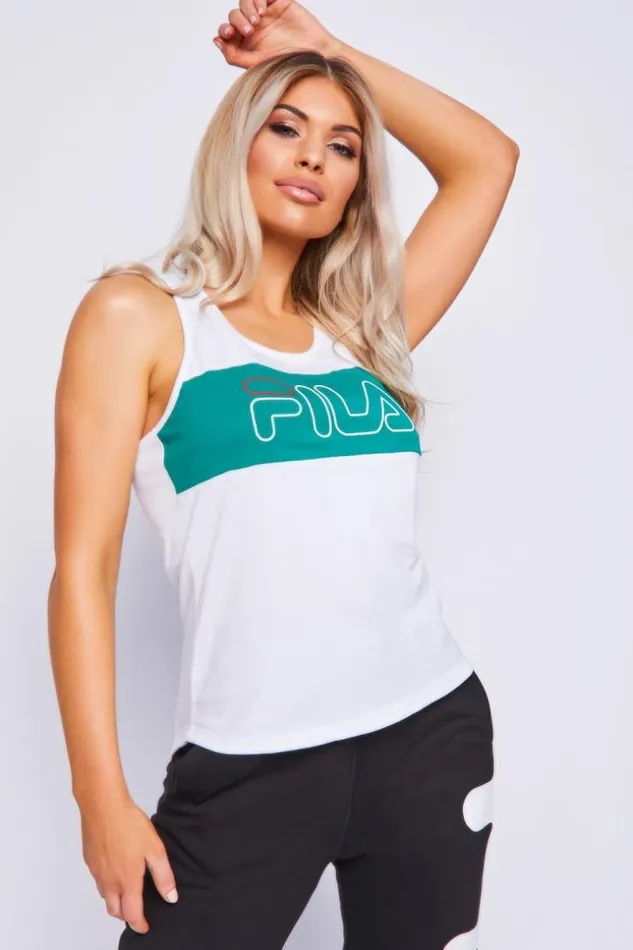Women White Teresa Fila Tank Top White Brentiny Paris Top And Tank Tops