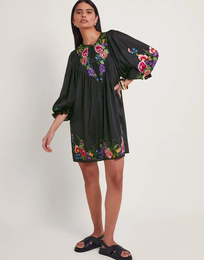 Women Winny Embroidered Tunic Dress Black Monsoon Dresses
