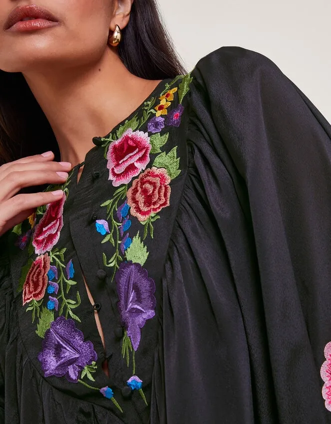 Women Winny Embroidered Tunic Dress Black Monsoon Dresses