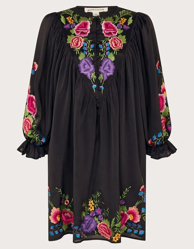 Women Winny Embroidered Tunic Dress Black Monsoon Dresses