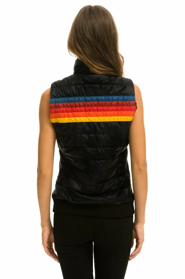 Women WOMEN039S 5 STRIPE VEST 8211 GLOSSY BLACK Aviator Nation Outerwear Women WOMEN039S 5 STRIPE VEST 8211 GLOSSY BLACK Aviator Nation Outerwear