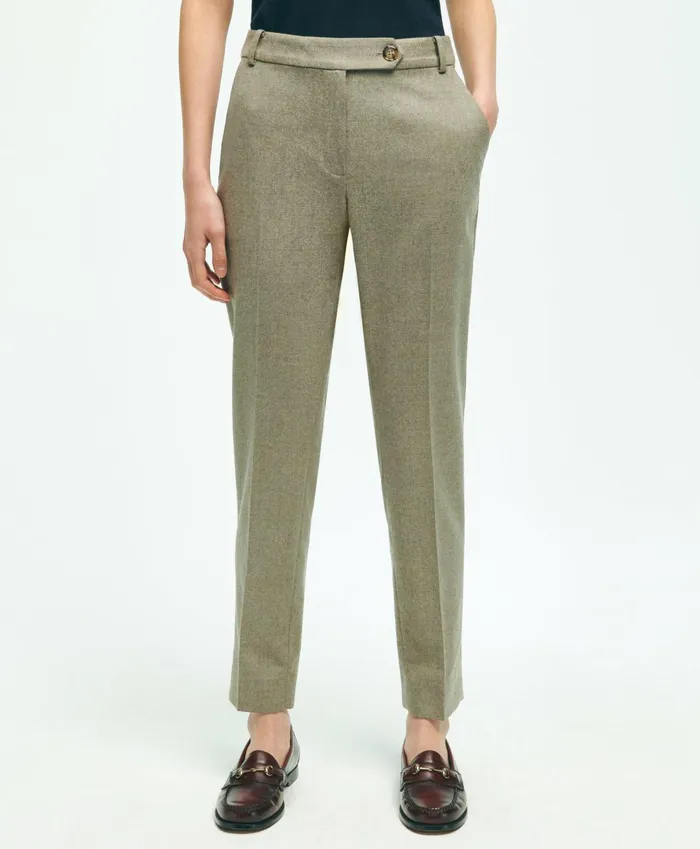 Women Wool Flannel Pants Beige Brooks Brothers Pants and Skirts