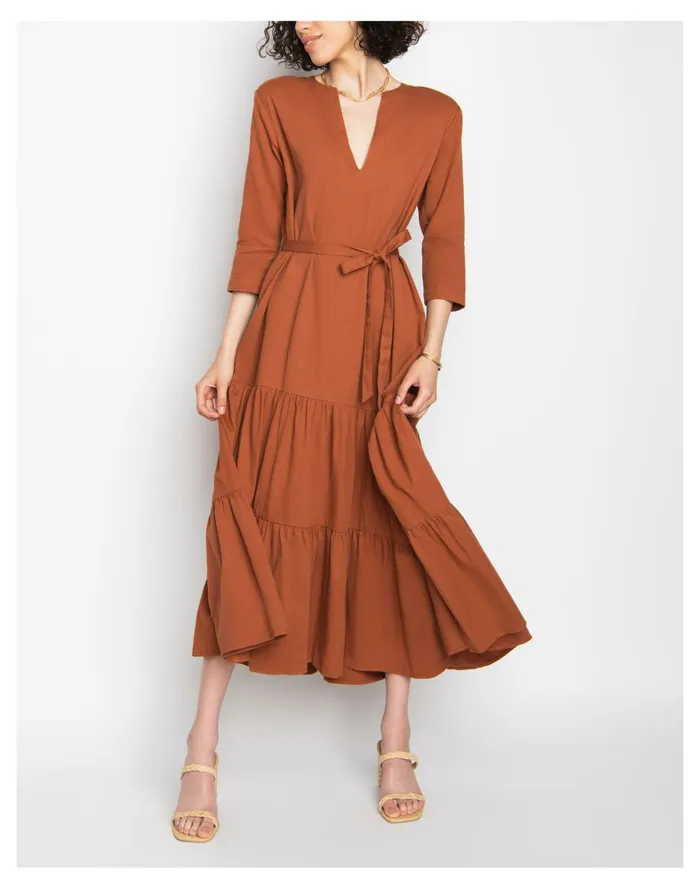 Women WVN Becca Dress Burnt Cinnamon Madewell Dresses Women WVN Becca Dress Burnt Cinnamon Madewell Dresses