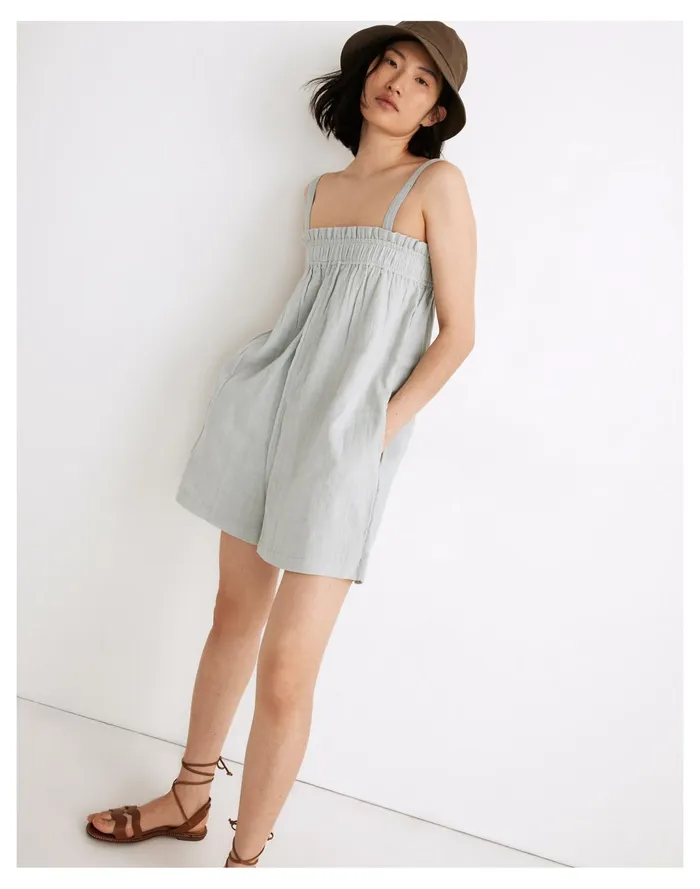 Women X LAUDE The Label Thea Romper In Sea Mist Sea Mist Madewell Jumpsuits and Overalls