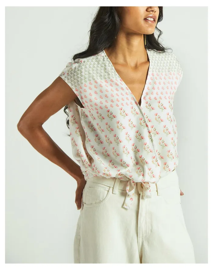 Women X Reistor Floral Crop Top Ivory White Madewell Tops and Shirts