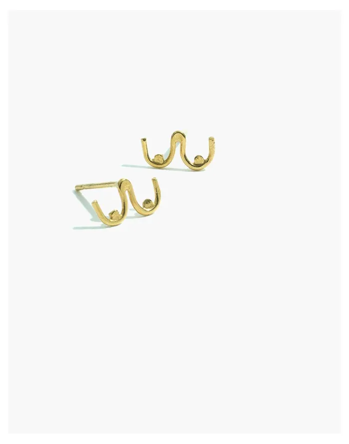 Women YEAR 901 14k Gold Vermeil Boob Earrings Gold Madewell Earrings