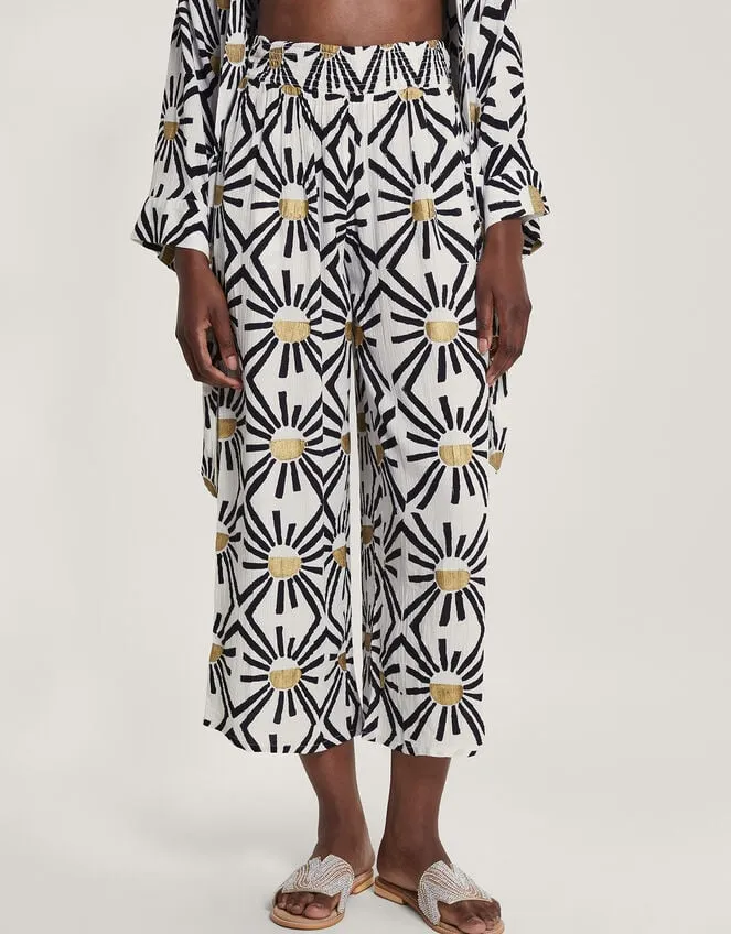 Women Zamora Geometric Trousers White Monsoon Beachwear and Swimwear