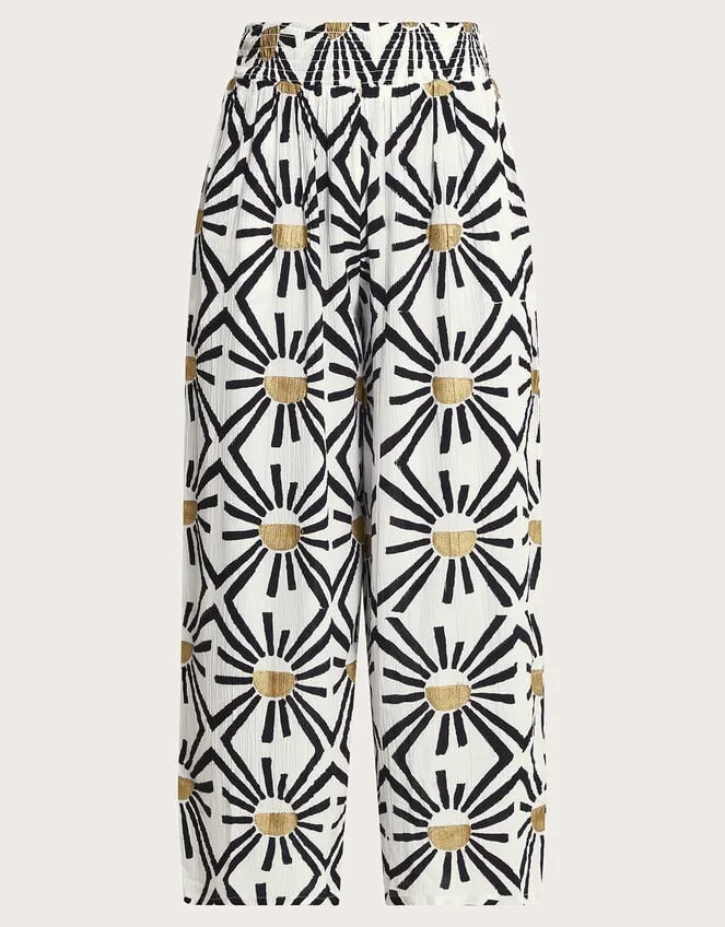 Women Zamora Geometric Trousers White Monsoon Beachwear and Swimwear
