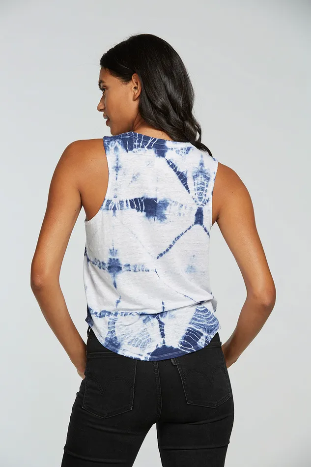 Womens Chaser Brand Linen Jersey Shirttail Muscle Tops