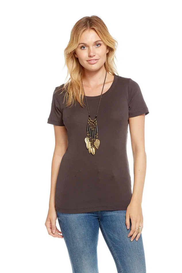 Womens Loungewear Chaser Brand BABY RIB SS STRAPPY DOUBLE VENT BACK TEE