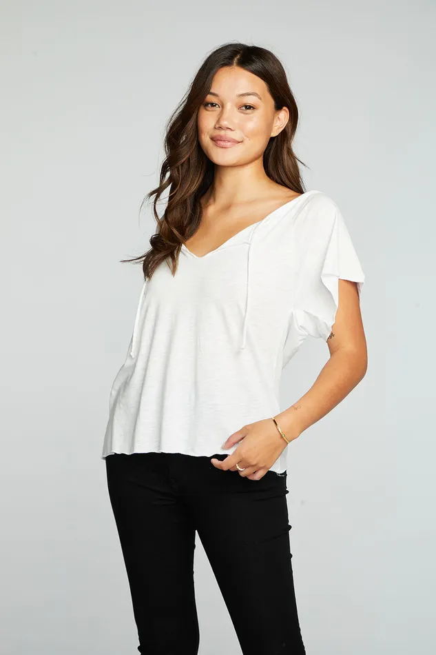 Womens Tops Chaser Brand Gauze Jersey Short Sleeve Shirred Raglan Lake Top