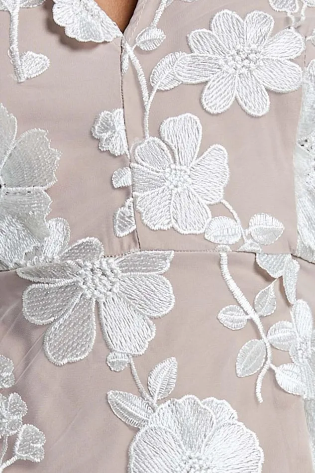 Wren Mini Dress 8211 Puff Sleeve Bodycon 3d Garden Flowers Dress In White Women Showpo Dresses