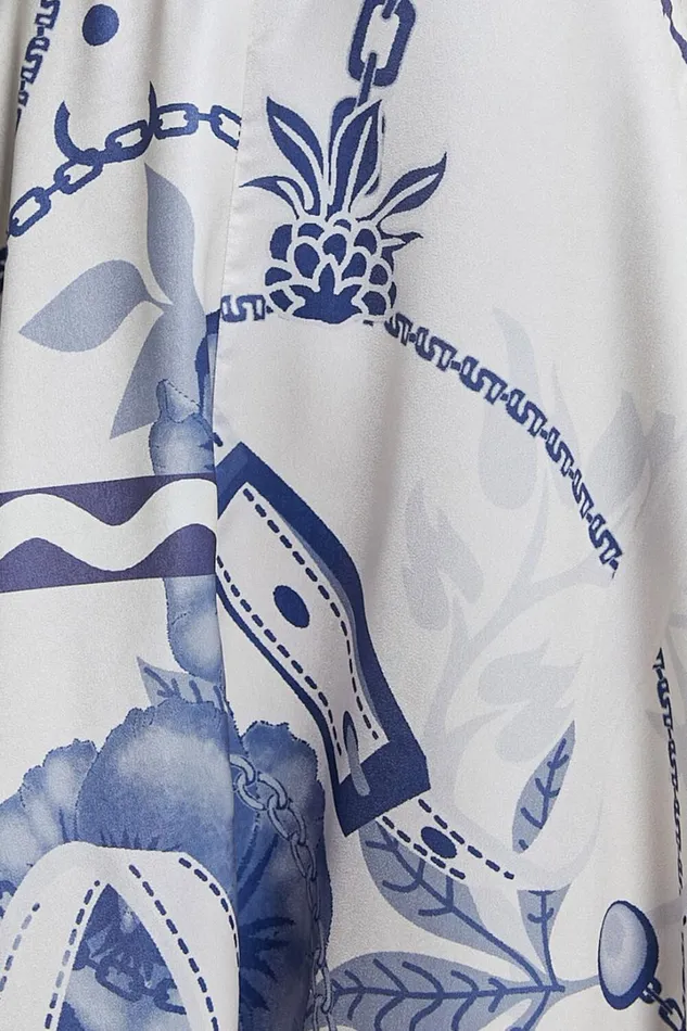 Yasmine Midi Dress 8211 Straight Neck Sleeveless A Line Dress In Blue And White Porcelain Print Women Showpo Dresses