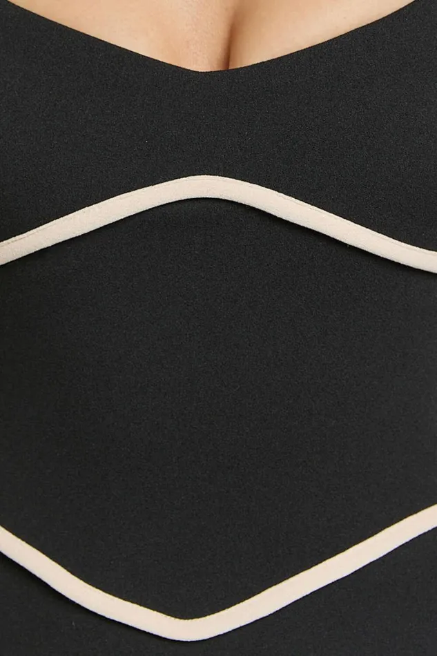 Zareena Midi Dress 8211 Straight Neck Long Sleeve Slip Dress In Black Women Showpo Dresses