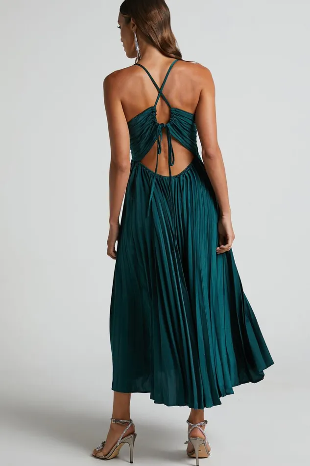 Zayla Midi Dress 8211 Plisse Twist Front Dress In Emerald Women Showpo Dresses Zayla Midi Dress 8211 Plisse Twist Front Dress In Emerald Women Showpo Dresses