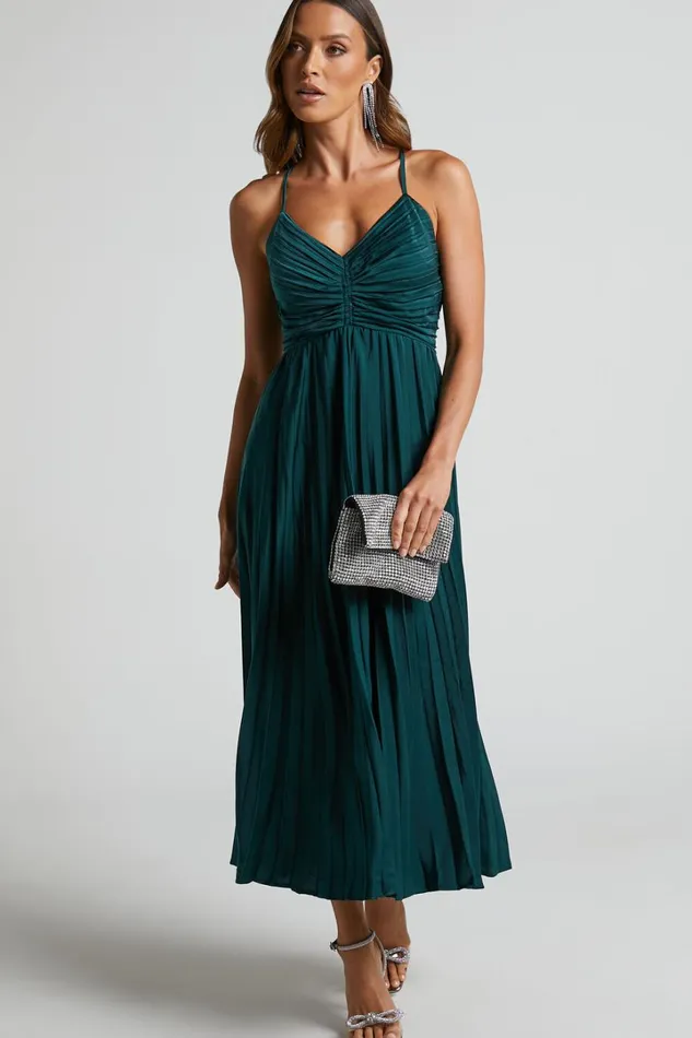 Zayla Midi Dress 8211 Plisse Twist Front Dress In Emerald Women Showpo Dresses Zayla Midi Dress 8211 Plisse Twist Front Dress In Emerald Women Showpo Dresses