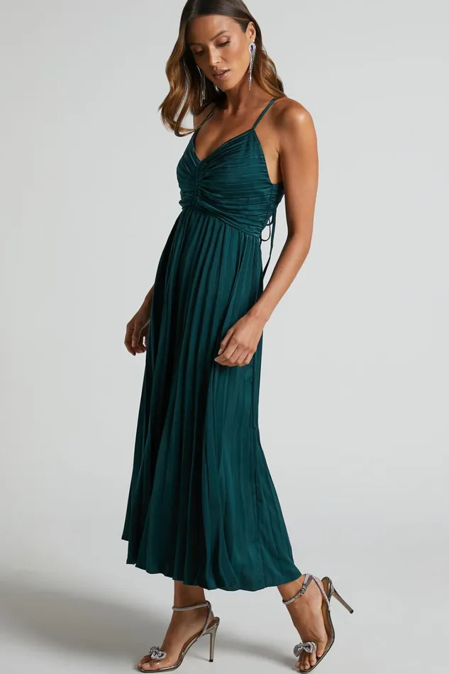 Zayla Midi Dress 8211 Plisse Twist Front Dress In Emerald Women Showpo Dresses Zayla Midi Dress 8211 Plisse Twist Front Dress In Emerald Women Showpo Dresses