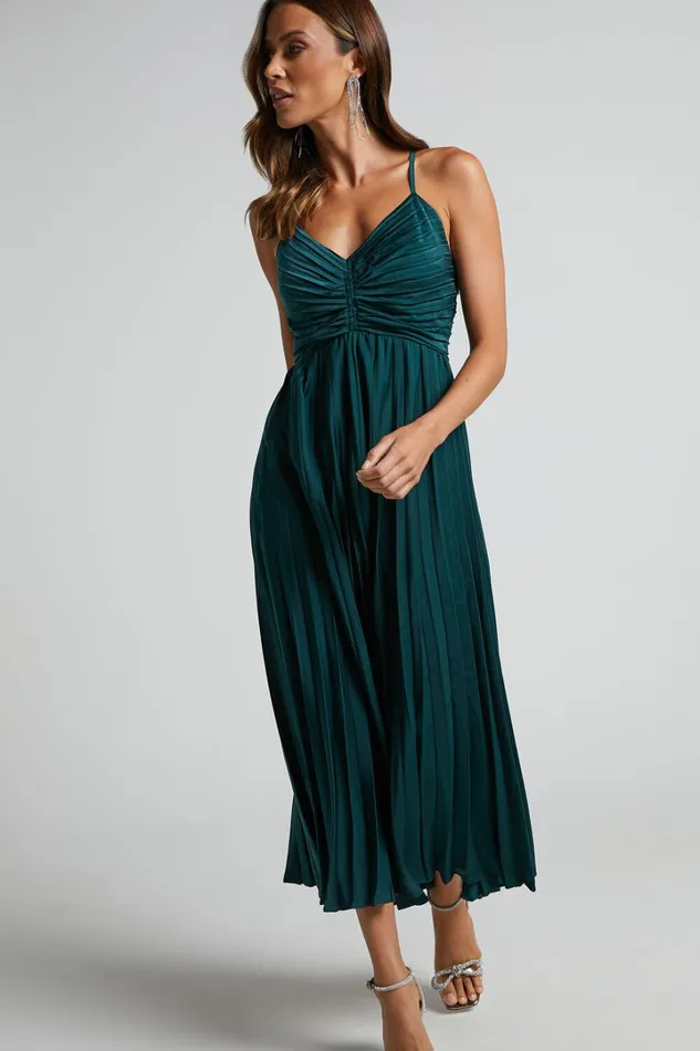 Zayla Midi Dress 8211 Plisse Twist Front Dress In Emerald Women Showpo Dresses Zayla Midi Dress 8211 Plisse Twist Front Dress In Emerald Women Showpo Dresses