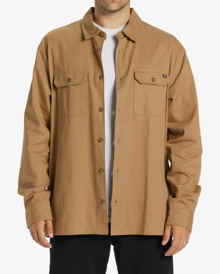 Zeledon Solid Flannel Long Sleeve Shirt Gravel Men Billabong Shirts