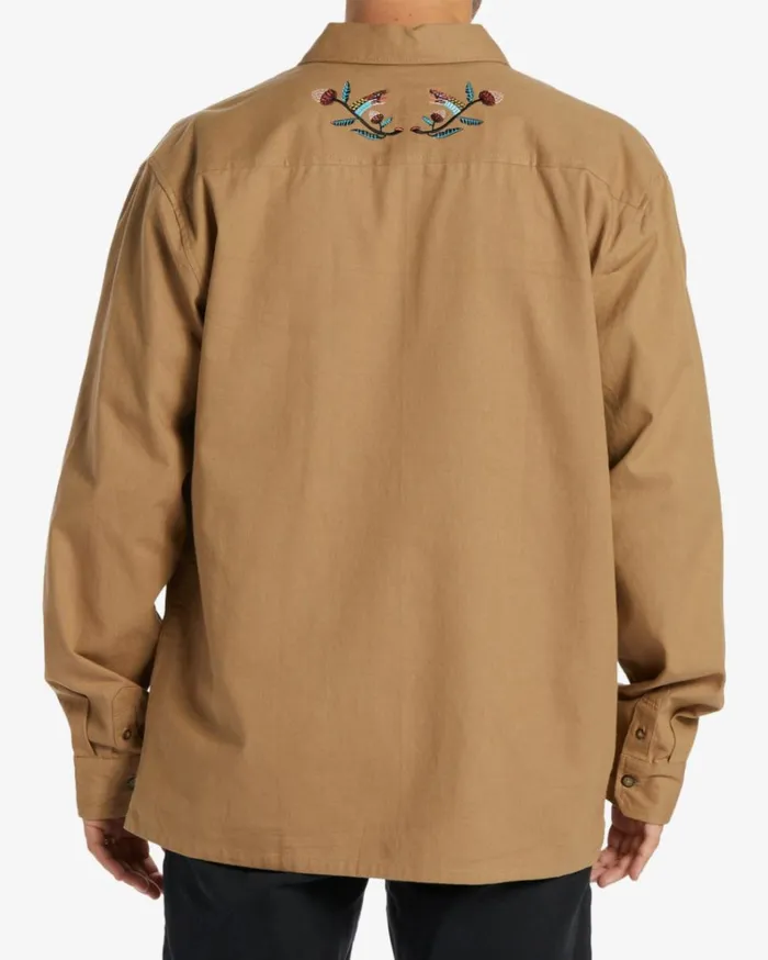 Zeledon Solid Flannel Long Sleeve Shirt Gravel Men Billabong Shirts