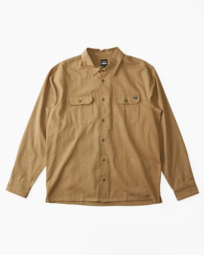 Zeledon Solid Flannel Long Sleeve Shirt Gravel Men Billabong Shirts